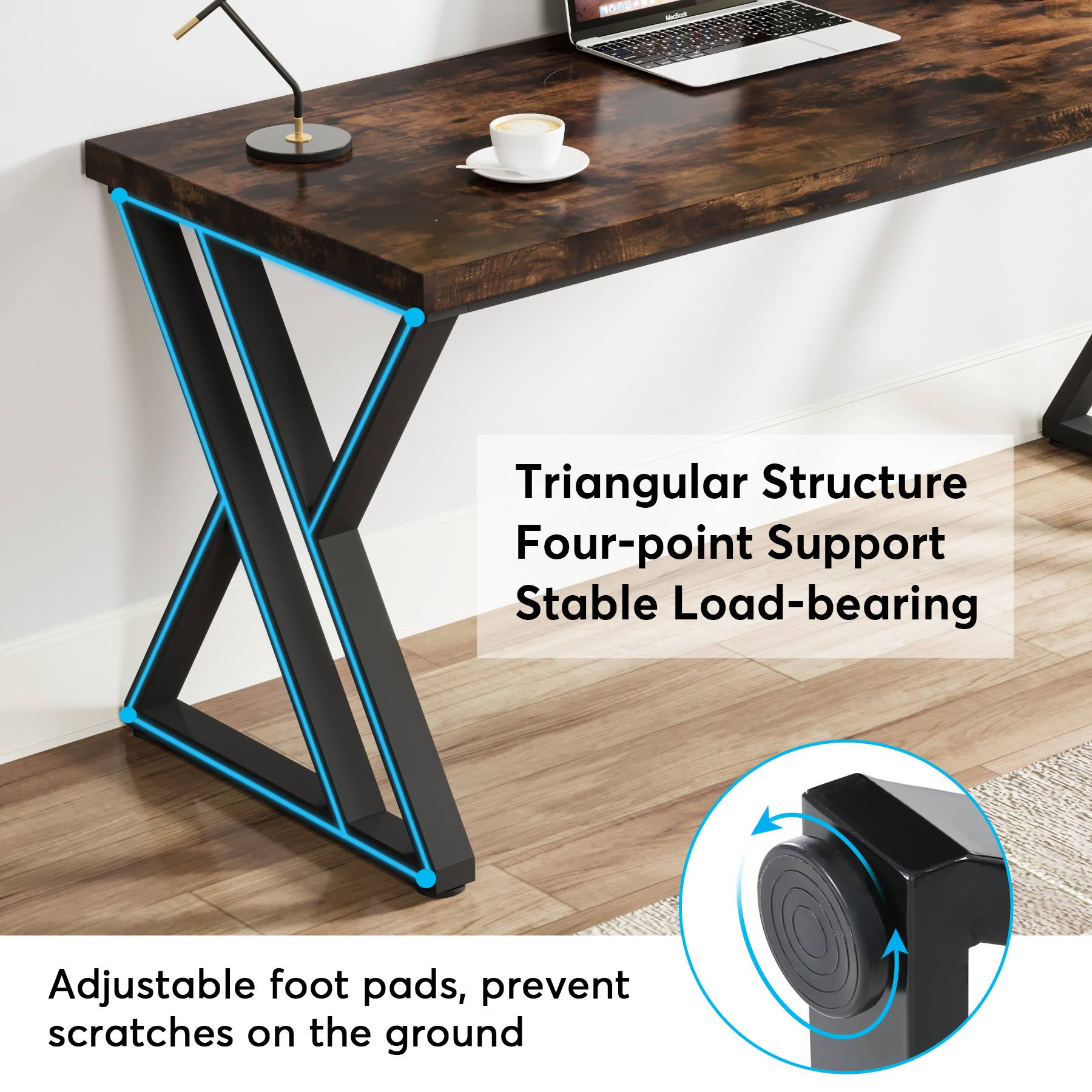 55" Heavy-Duty Computer Desk, Simple  Study Desk Writing Table