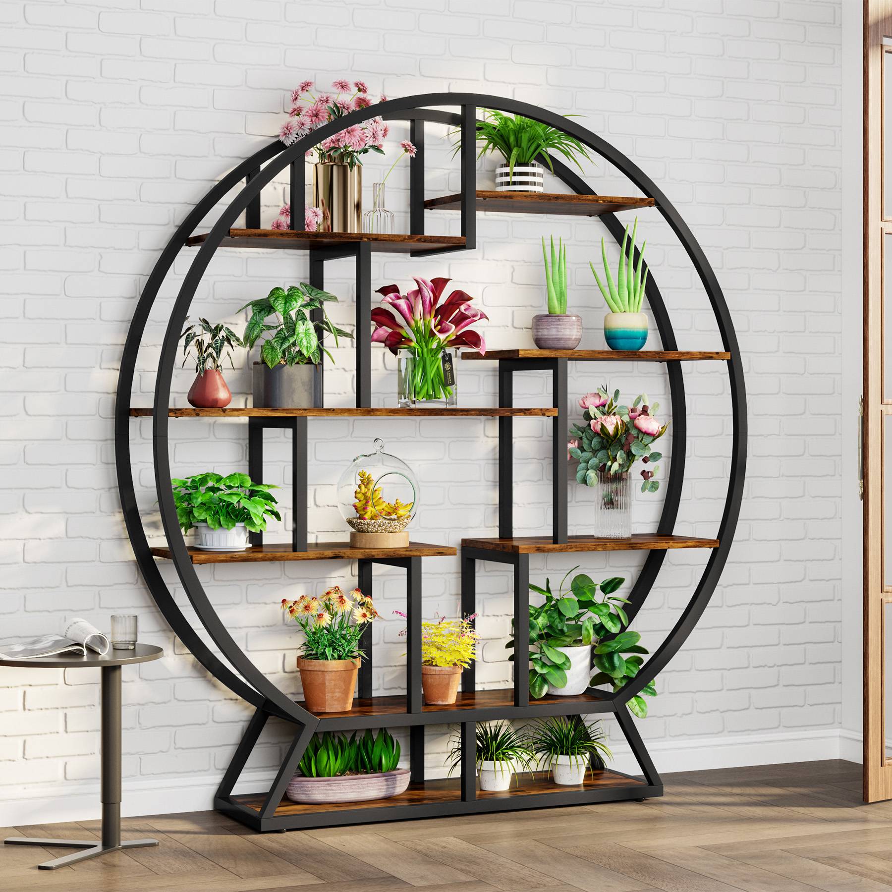 63" Round Plant Stand, Flower Pot Plant Rack with 8 Shelves