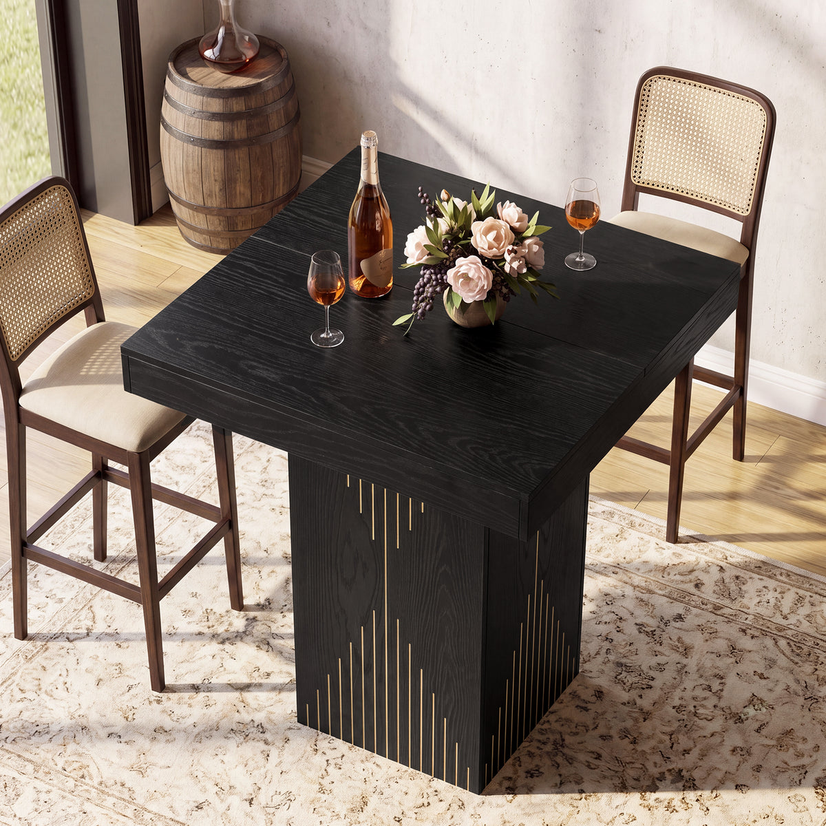 Tribesigns Square High Bar Table with Column Base, 80 x 80 cm, for the Kitchen and Living Room