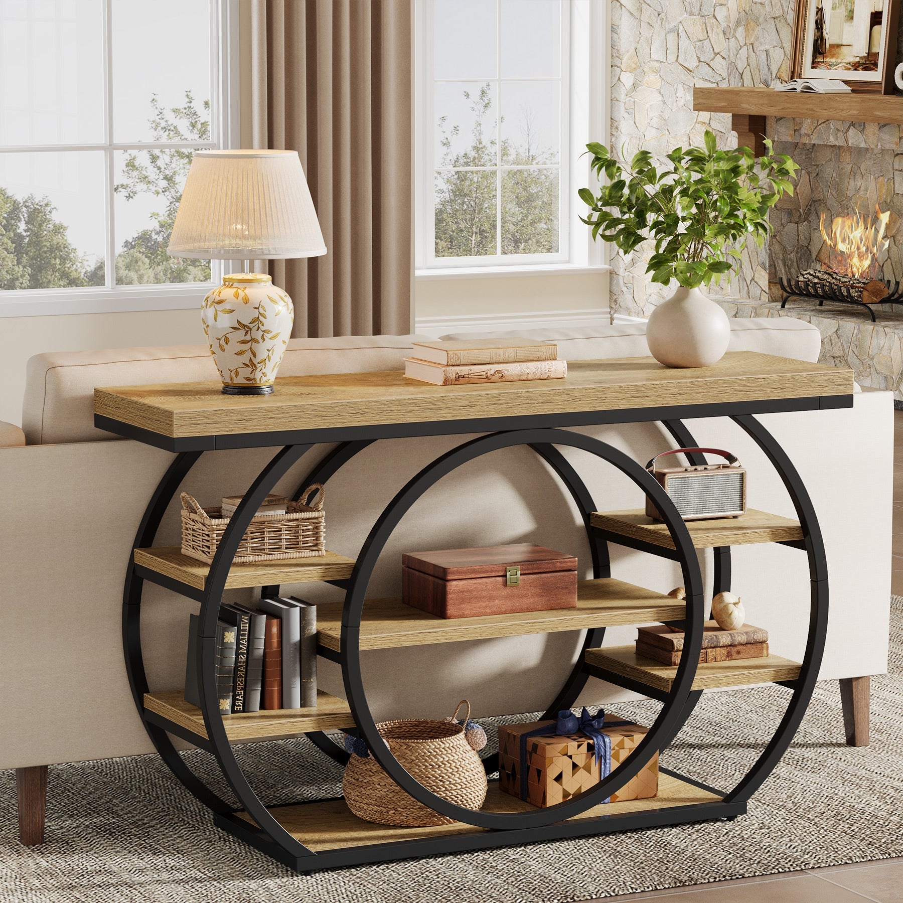 Tribesigns 47" Console Table, 5-Tier Industrial Entryway Table with Metal Frame