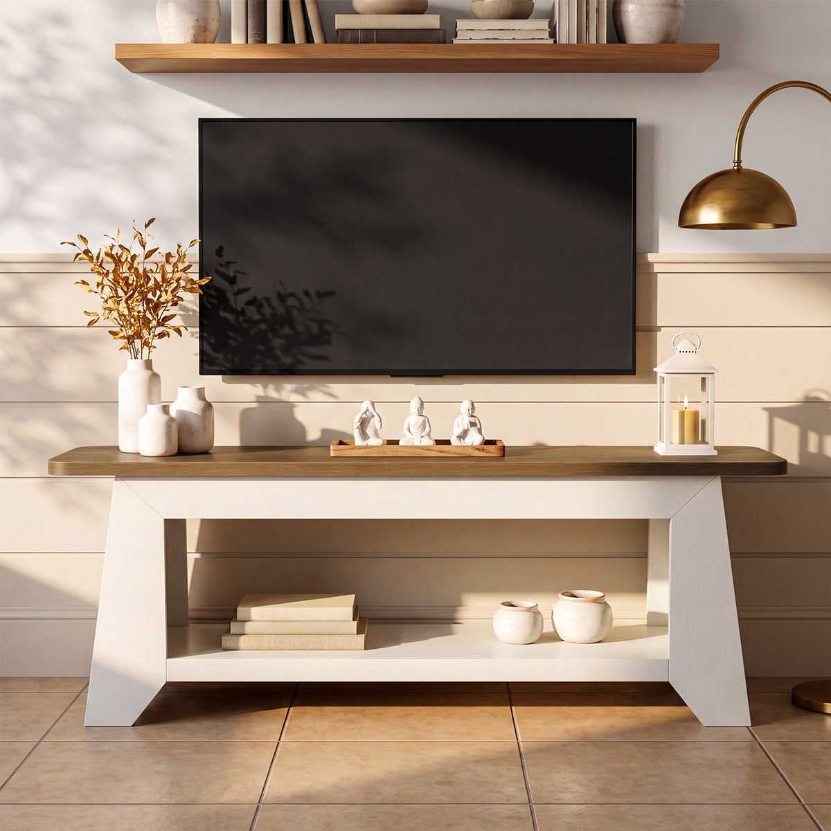 160cm TV Stand, Farmhouse Entertainment Centre with Storage for TVs up to 70"