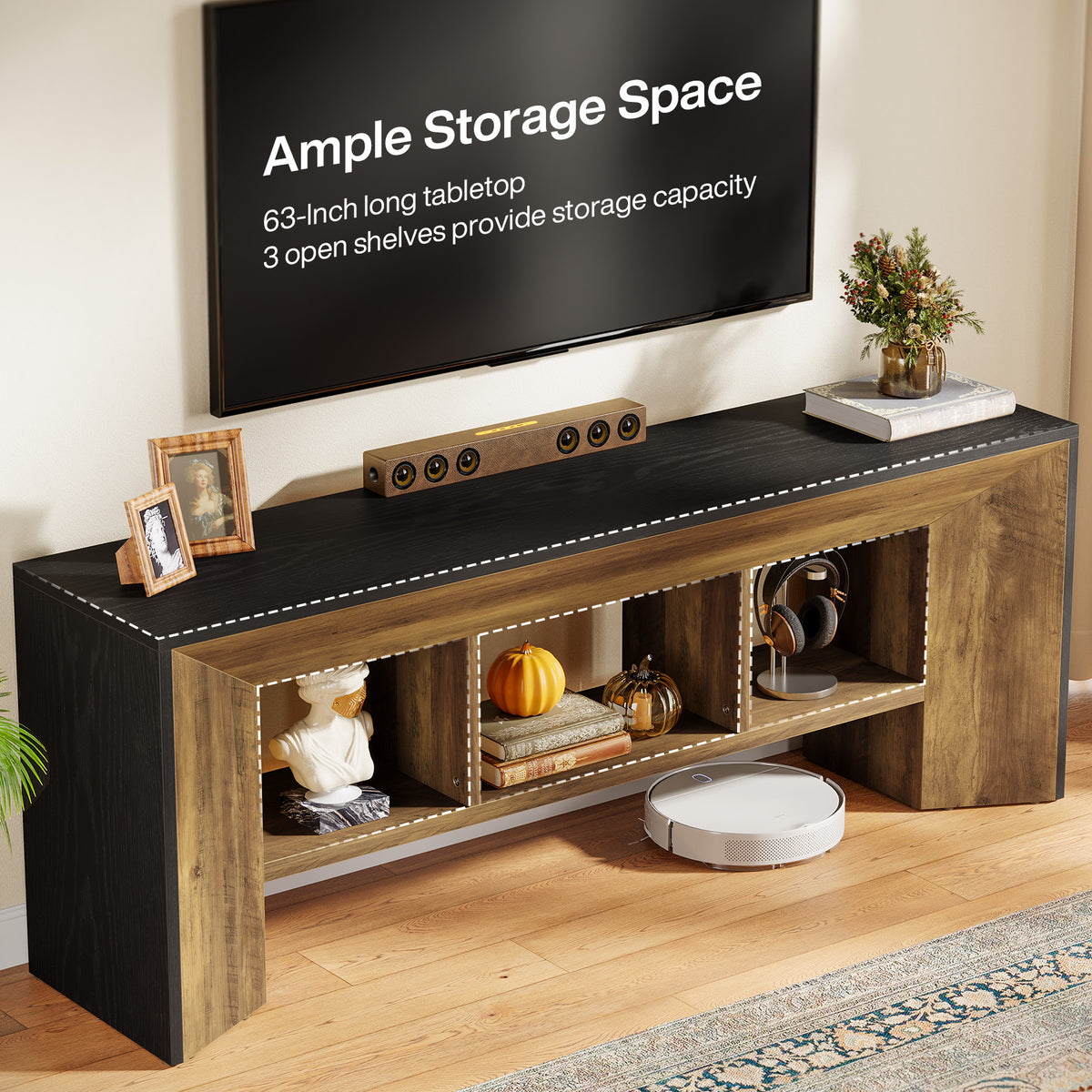 160cm TV Stand, Industrial Entertainment Centre with Storage for TVs up to 70"