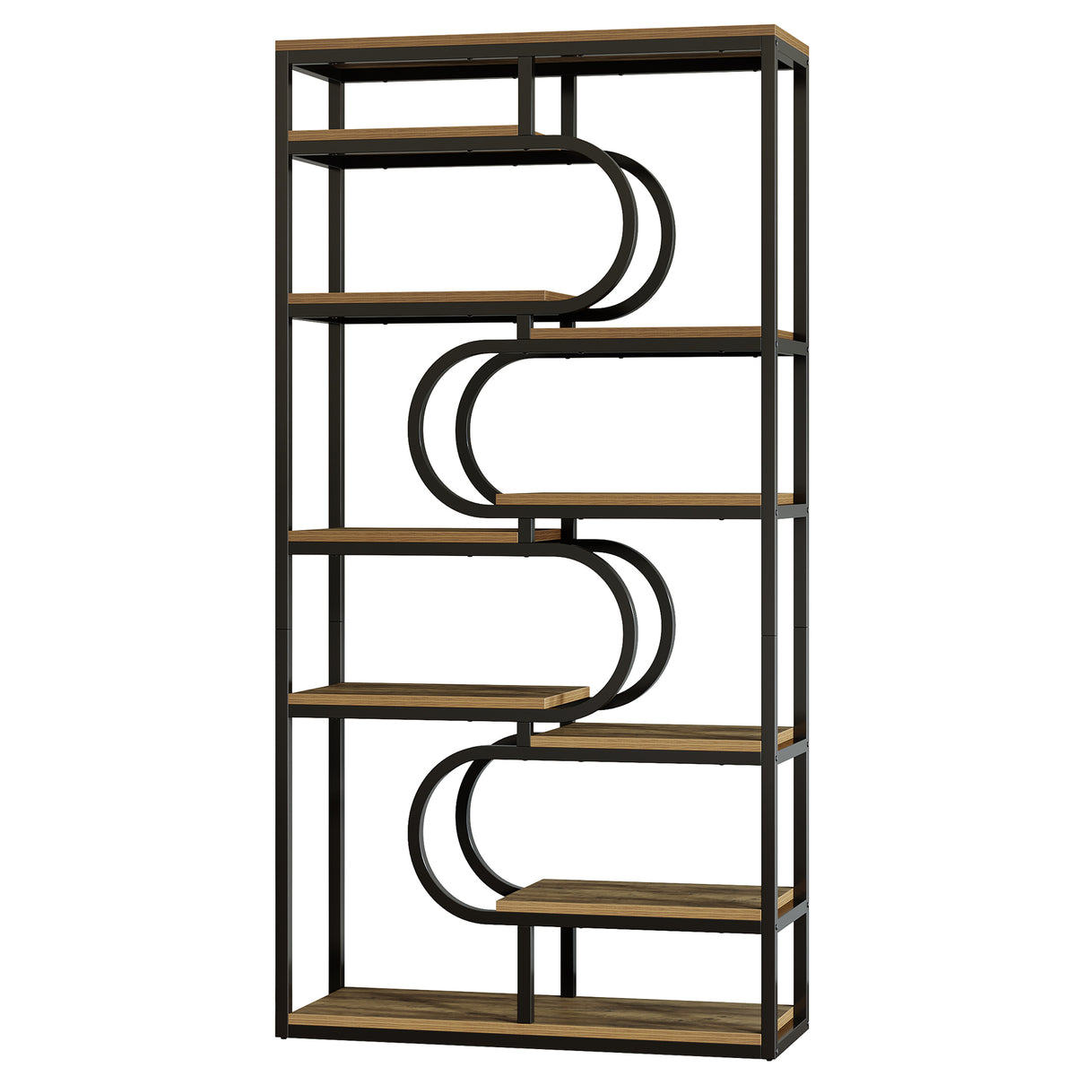 180cm 5-Tier Bookcase, Industrial Metal Frame Shelf for Home Office