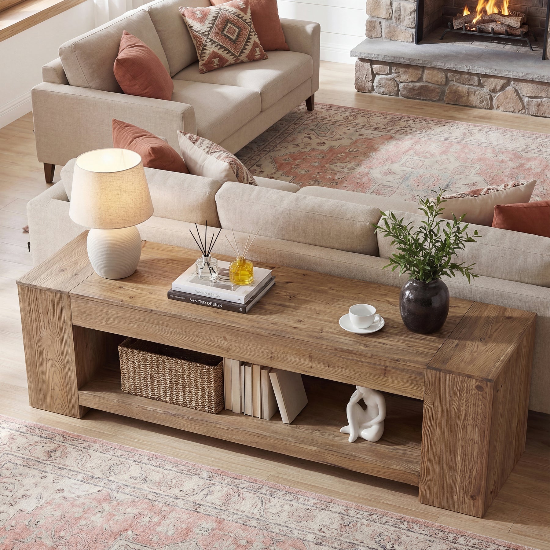 160cm Console Table, Solid Wood Entryway Table with Shelf for Hallway