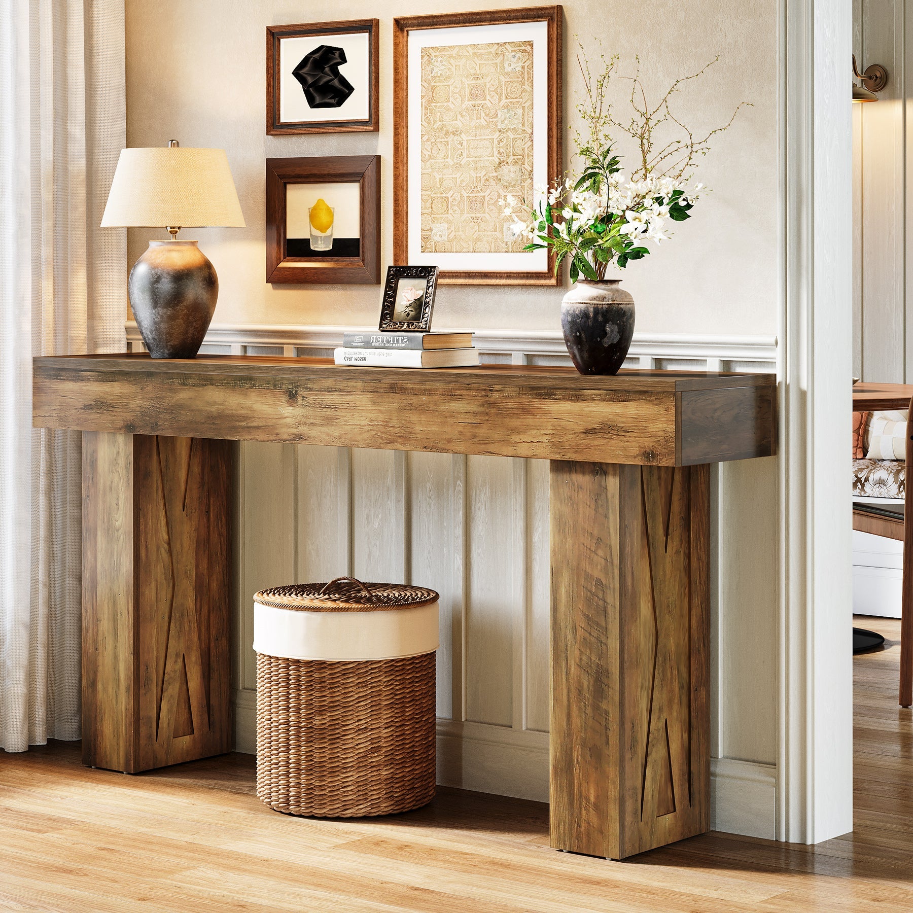 63" Narrow Console Table, Modern Sofa Table for Entryway Living Room