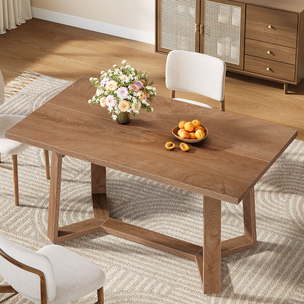 120cm Dining Table, Modern 4-6 Seater MDF Wood Effect for Dining Room