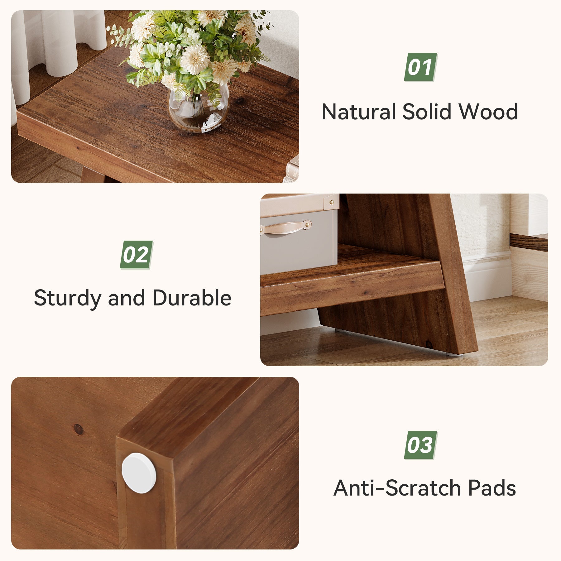 47" 2-Tier Entryway Bench, Solid Wood Shoe Bench with Open Shelves