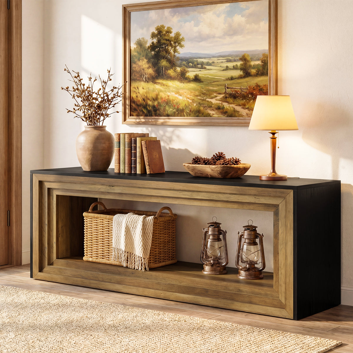 160cm Entryway Bench, Farmhouse  Storage Bench&TV Stand