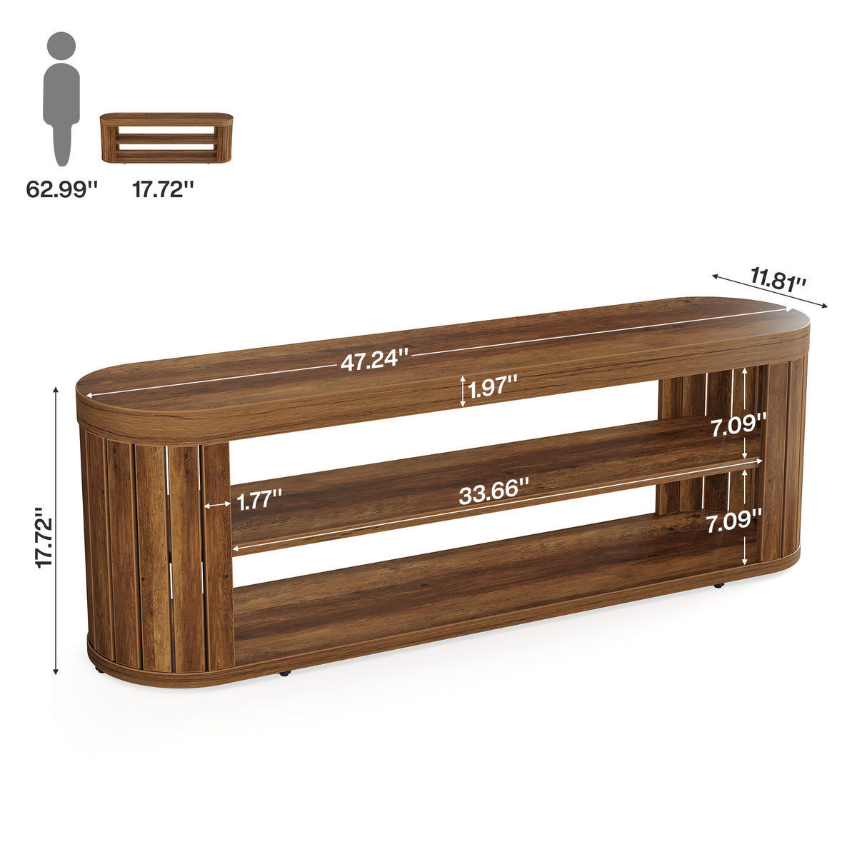 120cm TV Stand, 2-Tier Open Storage for TVs up to 55"