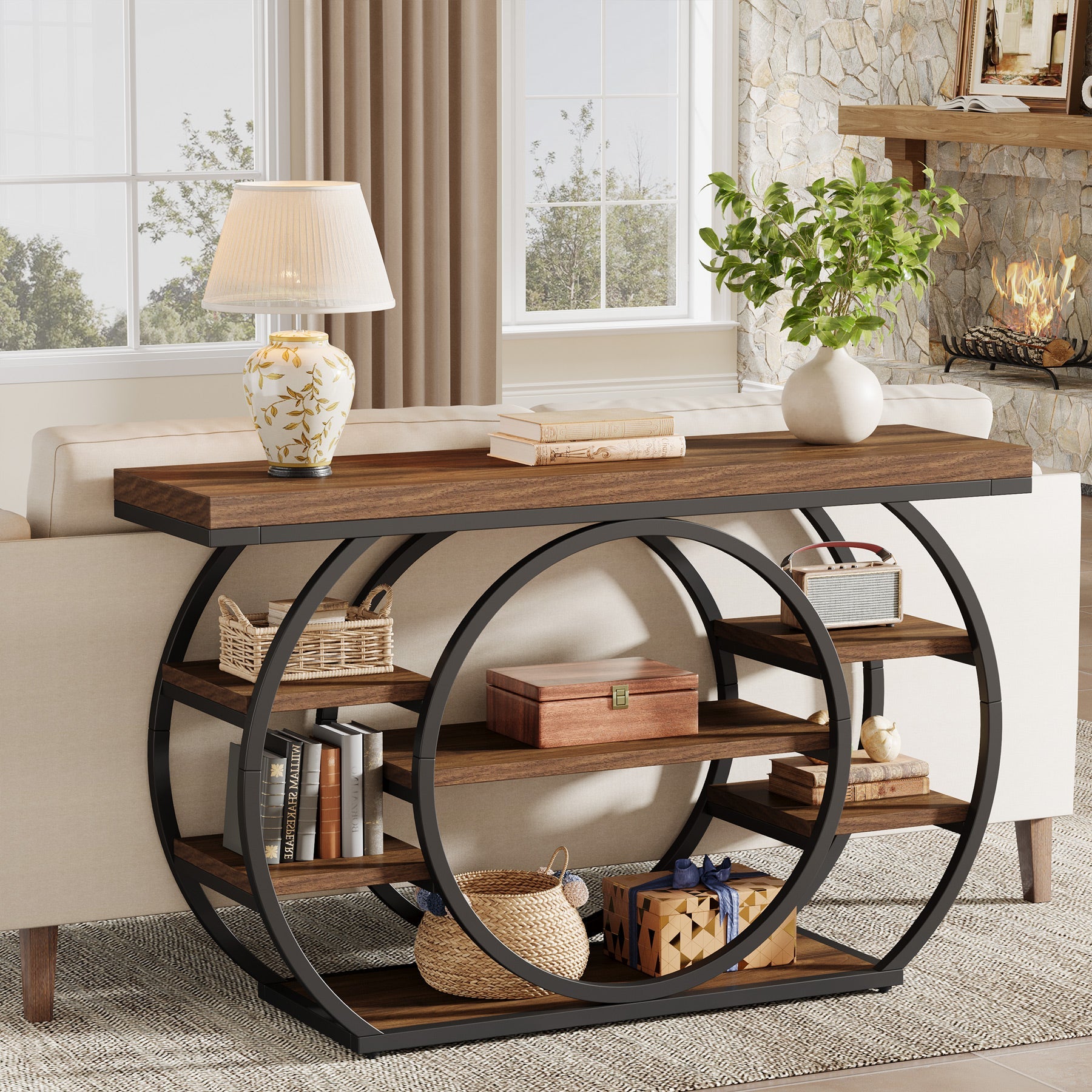 Tribesigns 47" Console Table, 5-Tier Industrial Entryway Table with Metal Frame