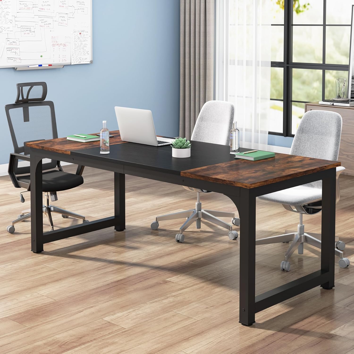 Tribesigns 63” Computer Desk, Industrial Workstation for Home Office