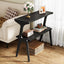 27.5" 2-Tier End Table, Slim Sofa Side Table with Storage Shelf