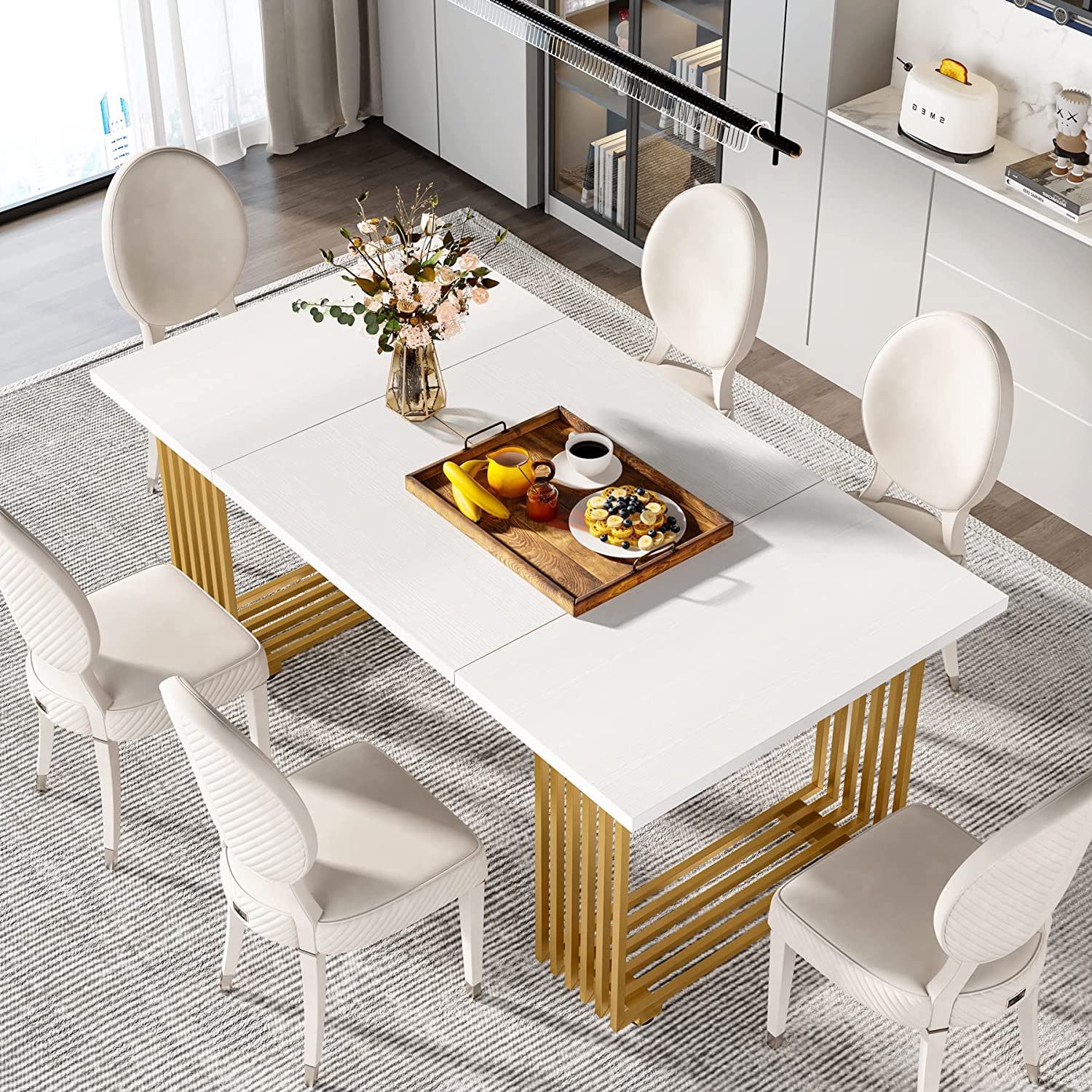 70.8" Modern Dining Table, Tribesigns Kitchen Table for 6-8 People
