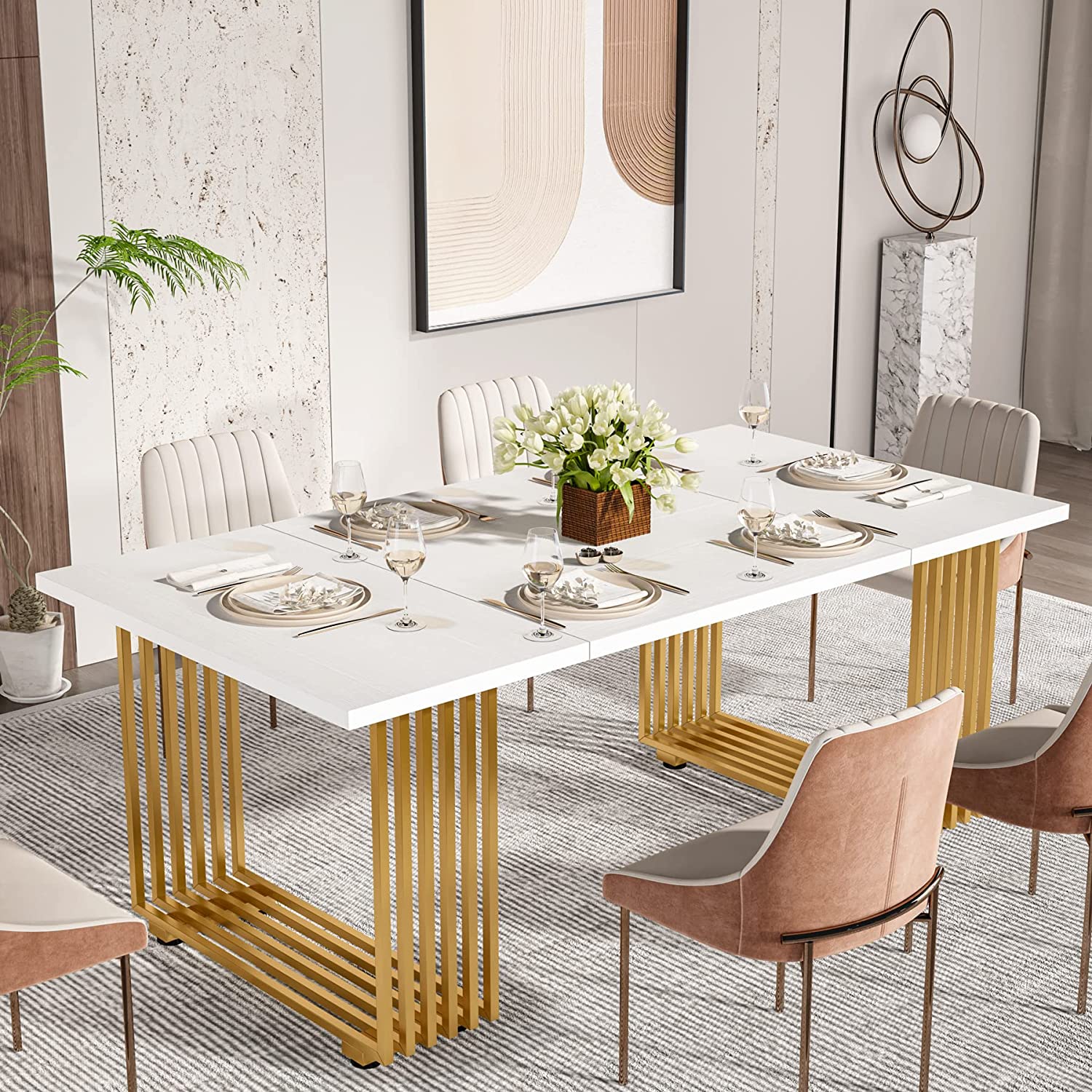 70.8" Modern Dining Table, Tribesigns Kitchen Table for 6-8 People
