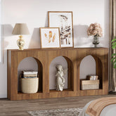 160cm Rustic Console Table, Narrow Entryway Table with 3 Arched Shelves 3