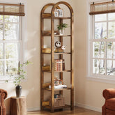 71" Tall and Narrow Bookshelf, 6-Tier Arched Bookcase Open Storage Rack 3