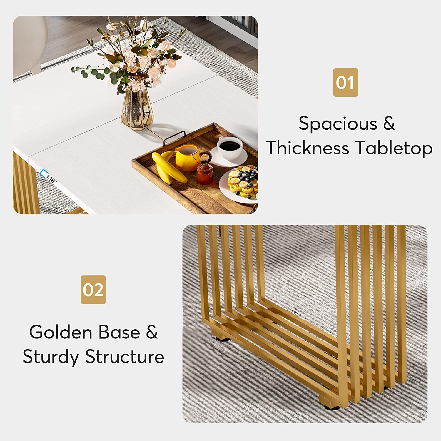 70.8" Modern Dining Table, Tribesigns Kitchen Table for 6-8 People