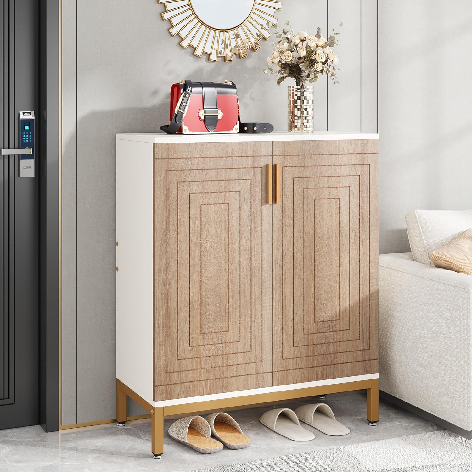 20-Pair Shoe Storage Cabinet with Doors, 6-Tier Freestanding Entryway Organizer Rack