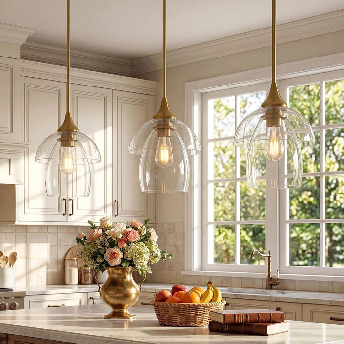 Tribesigns Pendant Light, E27 LED Modern Double-Layered Glass Kitchen Chandelier