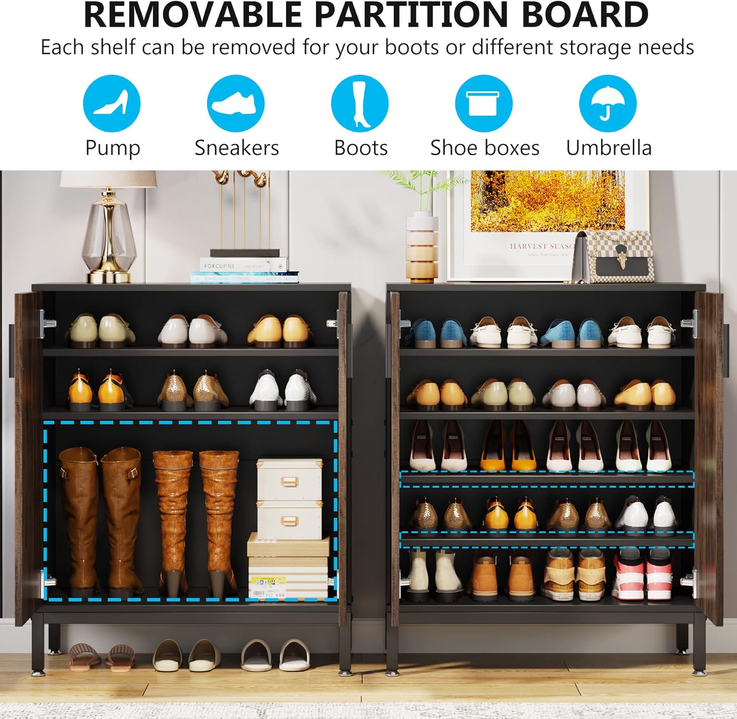 5-Tier Shoe Cabinet, 20 Pairs Entryway Shoe Racks Organizer with Shelves