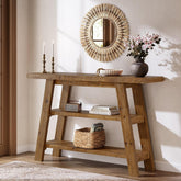 120cm Console Table, 3-Tier Solid Wood Farmhouse Entryway Table 3