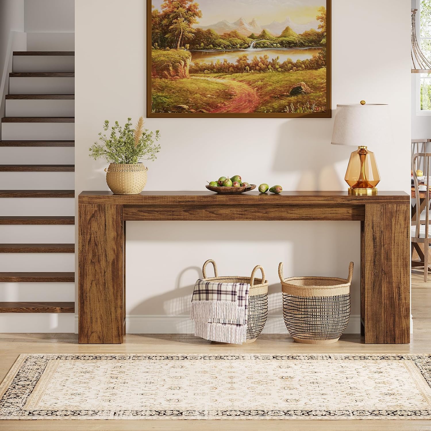 63" Rustic Farmhouse Console Table, Entryway & Sofa Table with Storage