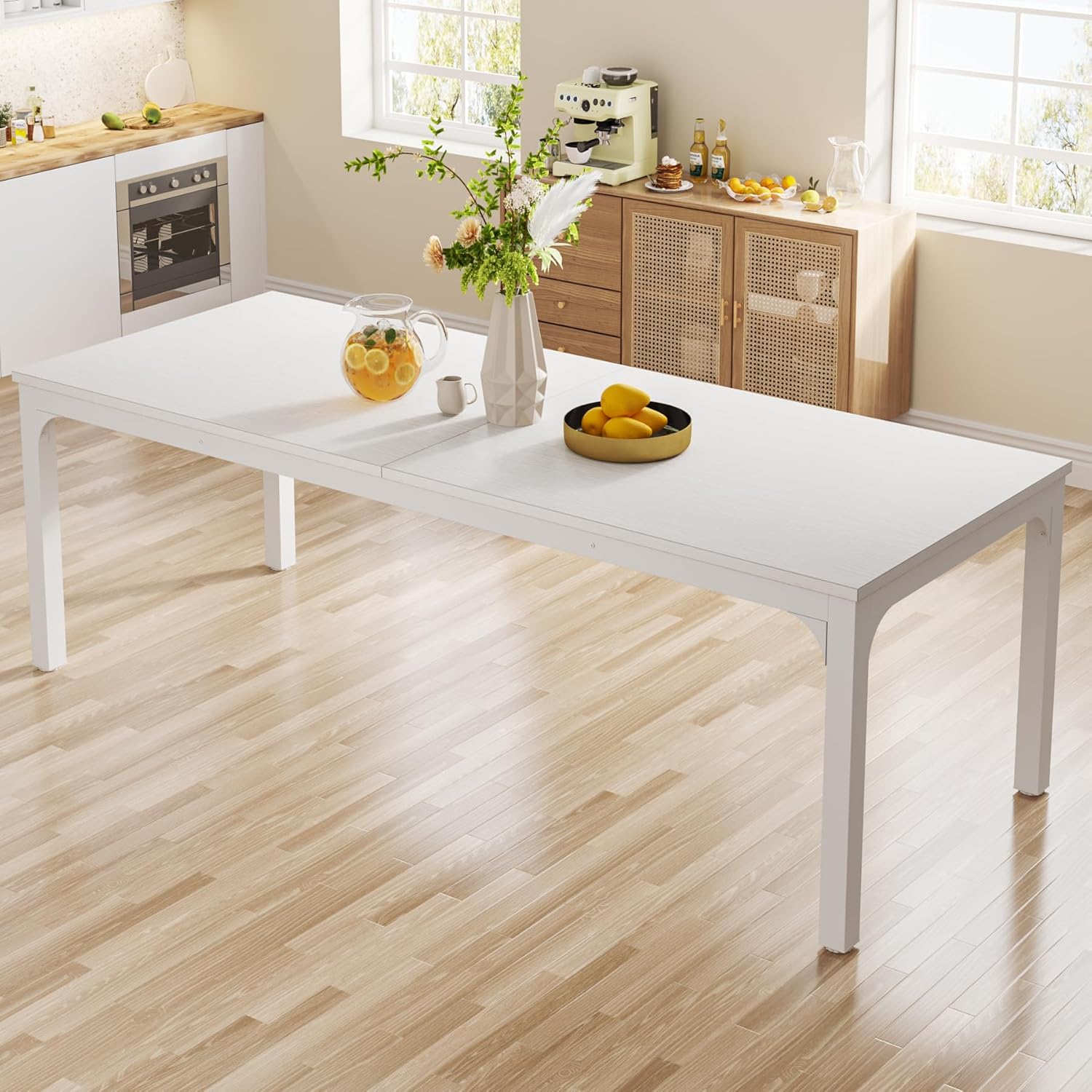 78" Rectangular Dining Table, Long Kitchen Table for 6-8 People
