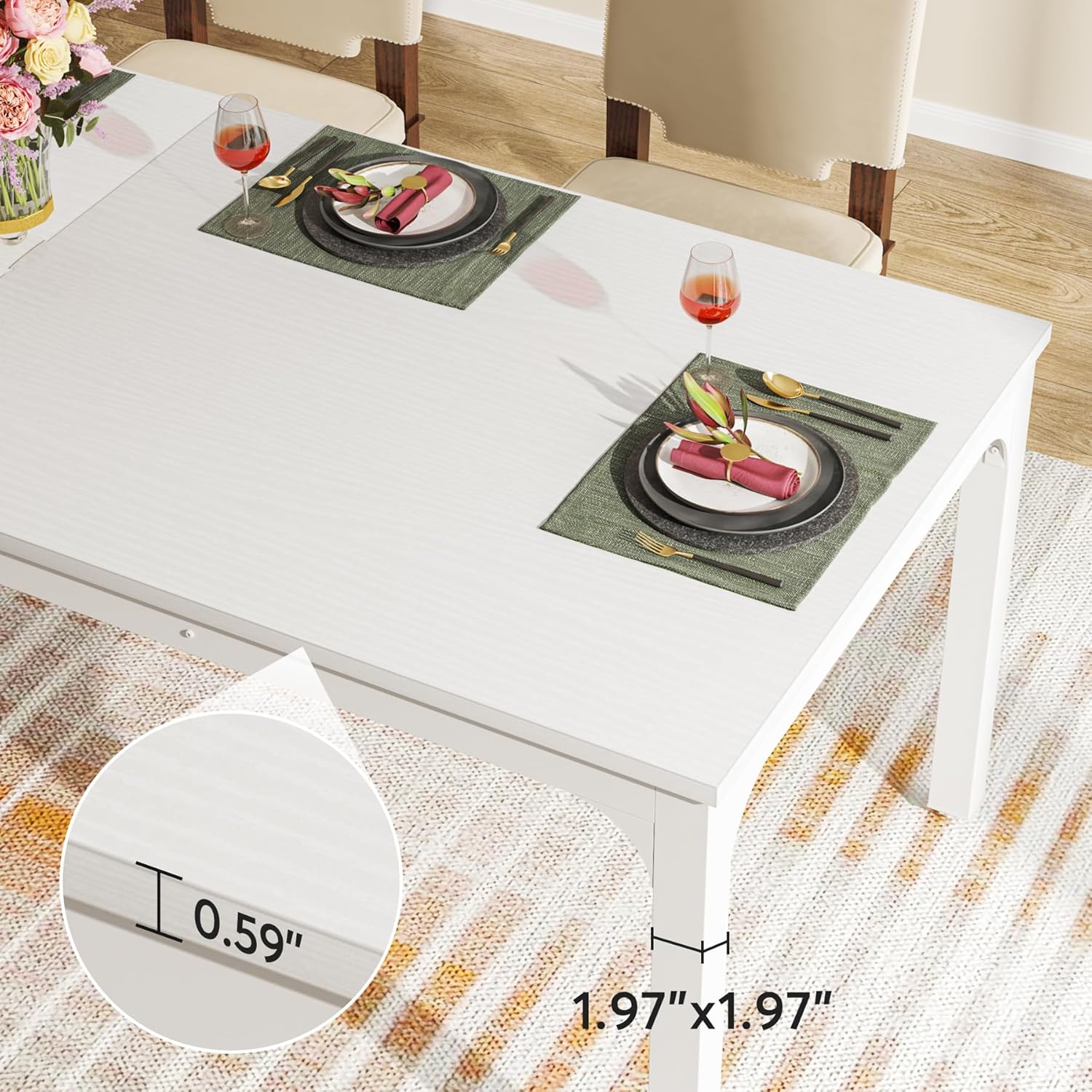 78" Rectangular Dining Table, Long Kitchen Table for 6-8 People