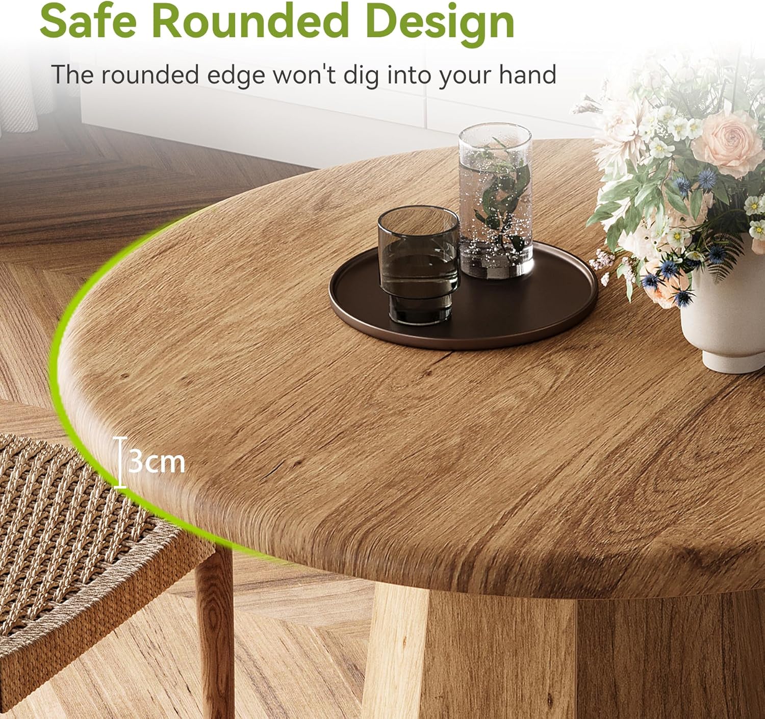 31.5" Compact Round Dining Table, Octagonal Base Kitchen Table for 2-4 People ( Only Table)