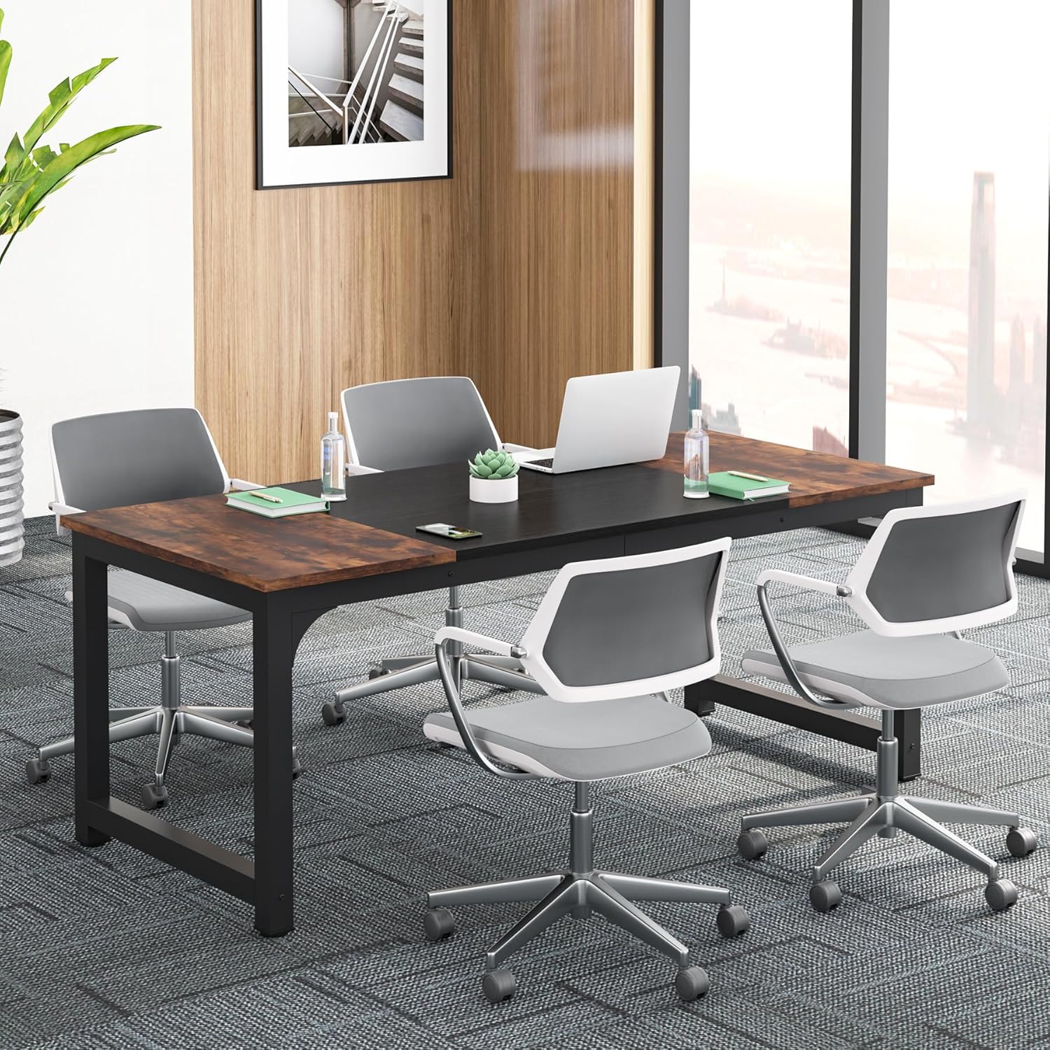 Tribesigns 63” Computer Desk, Industrial Workstation for Home Office