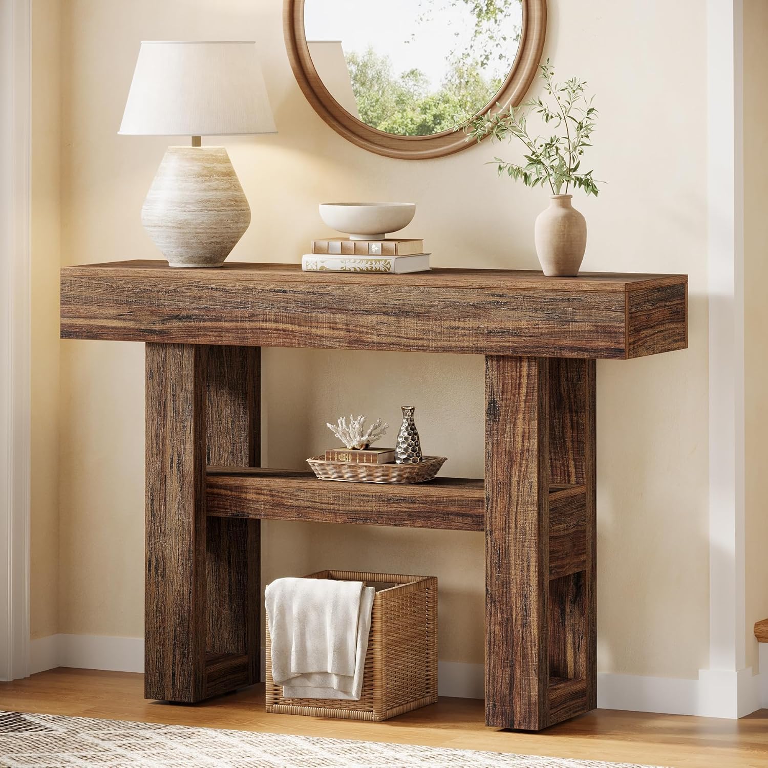 41.3" Console Table, 2 - Tier Narrow Sofa Entryway Table with Storage Tribesigns