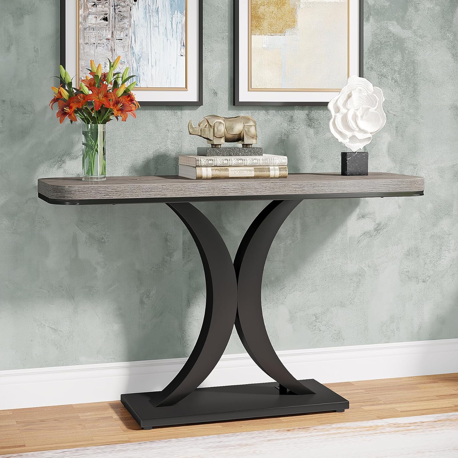 40" Modern Geometric Console Table for Narrow Entryways