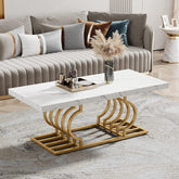 Tribesigns Modern coffee table, faux marble table with geometric base 3