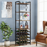 180cm Wine Rack, 9-Tier Industrial Shelves with Glass Holder 3