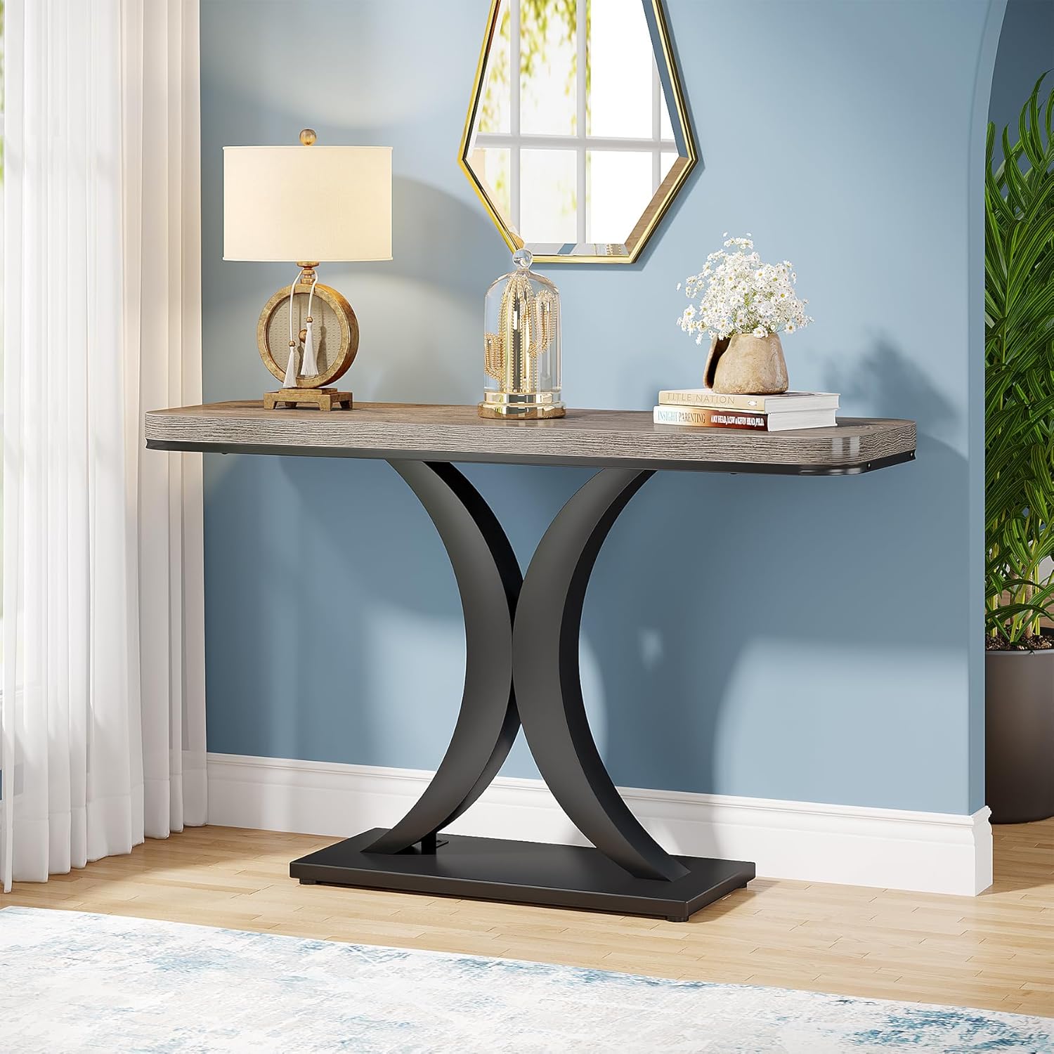 40" Modern Geometric Console Table for Narrow Entryways