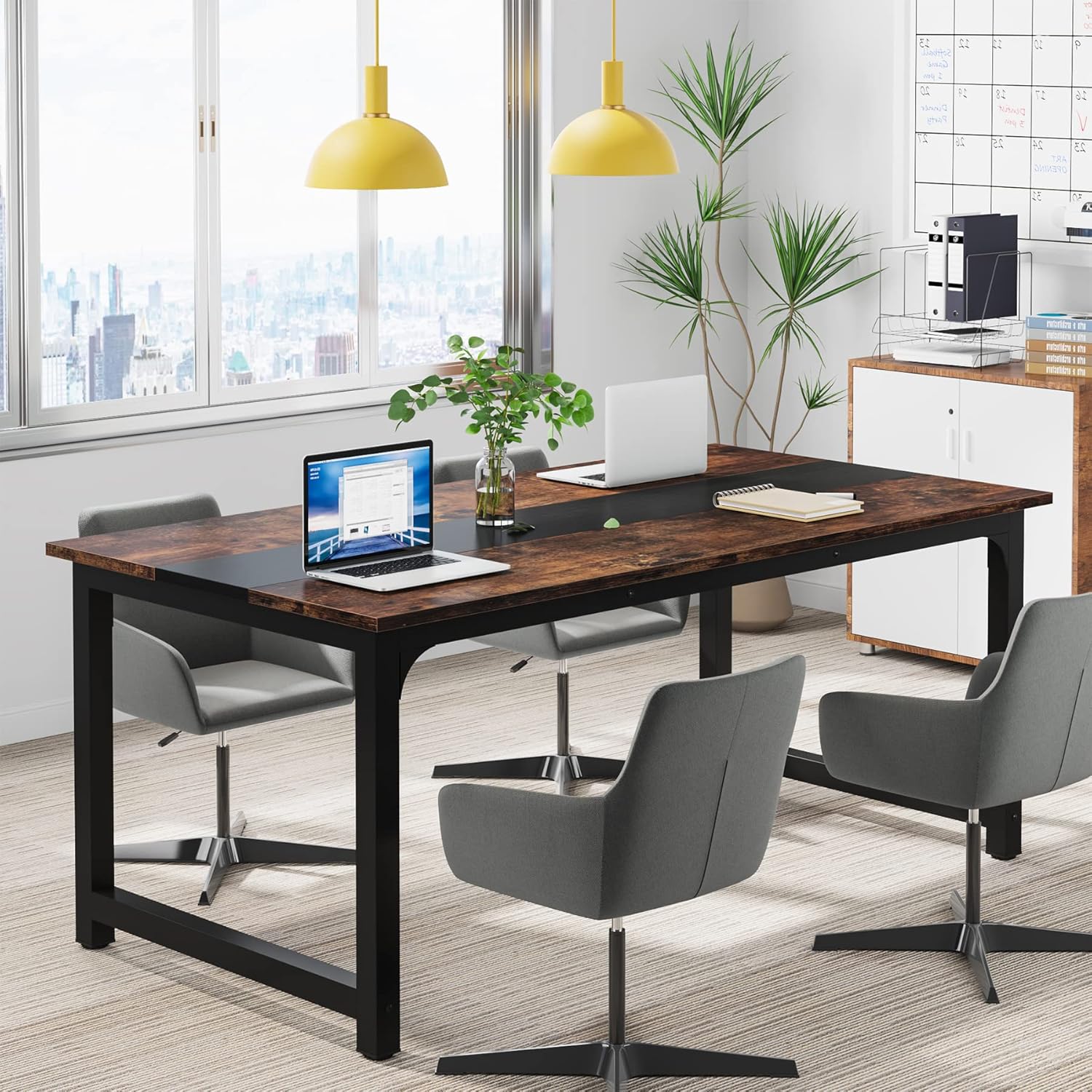 63" Large Office Desk, Industrial Writing Workstation