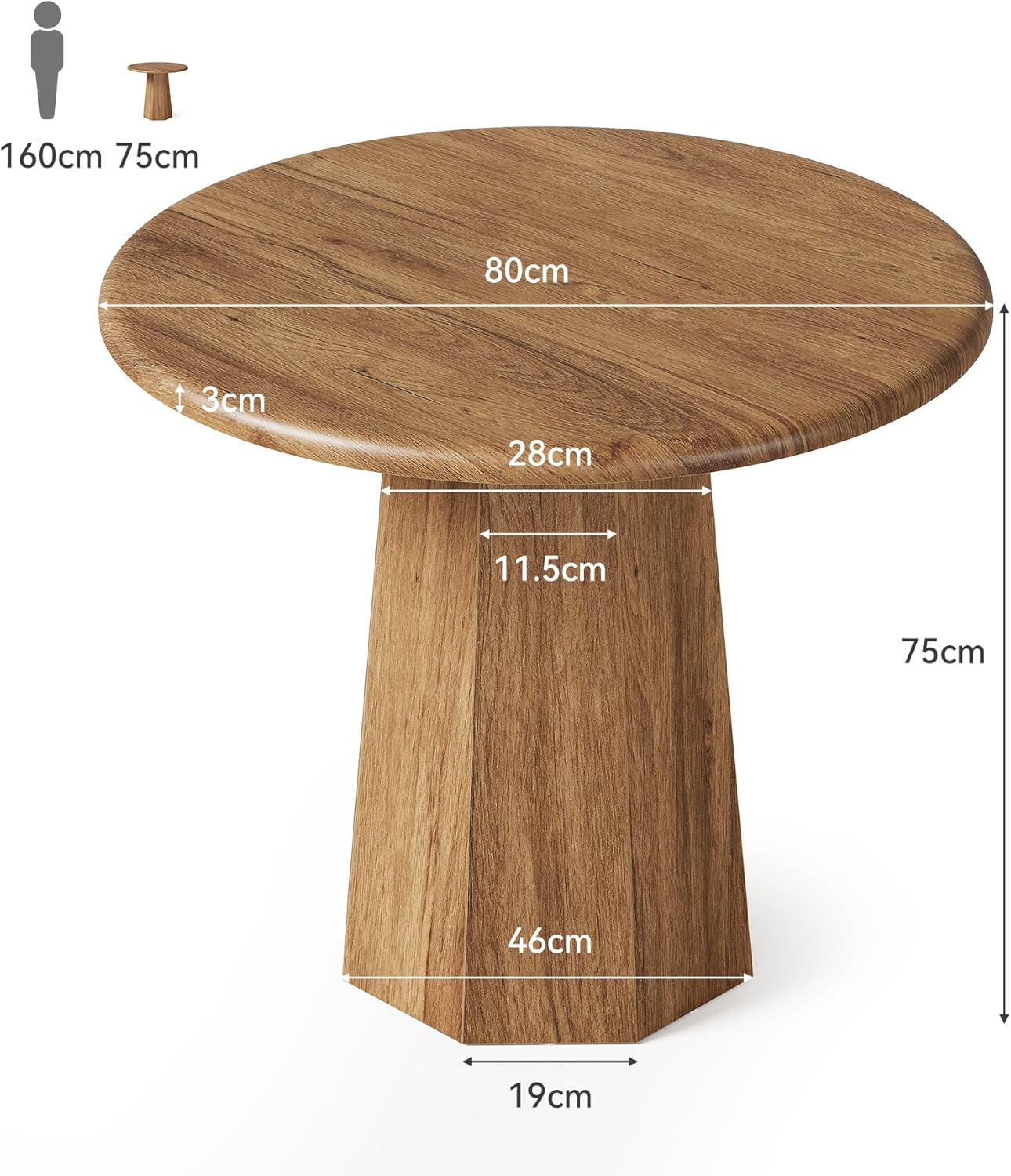 31.5" Compact Round Dining Table, Octagonal Base Kitchen Table for 2-4 People ( Only Table)