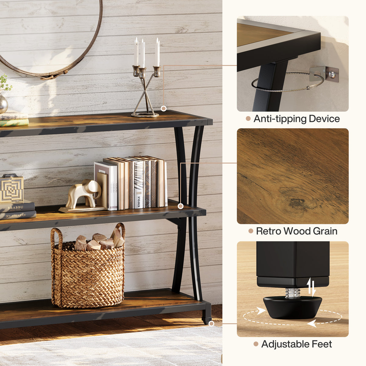 Tribesigns 3-shelf console table, narrow hall table for the living room