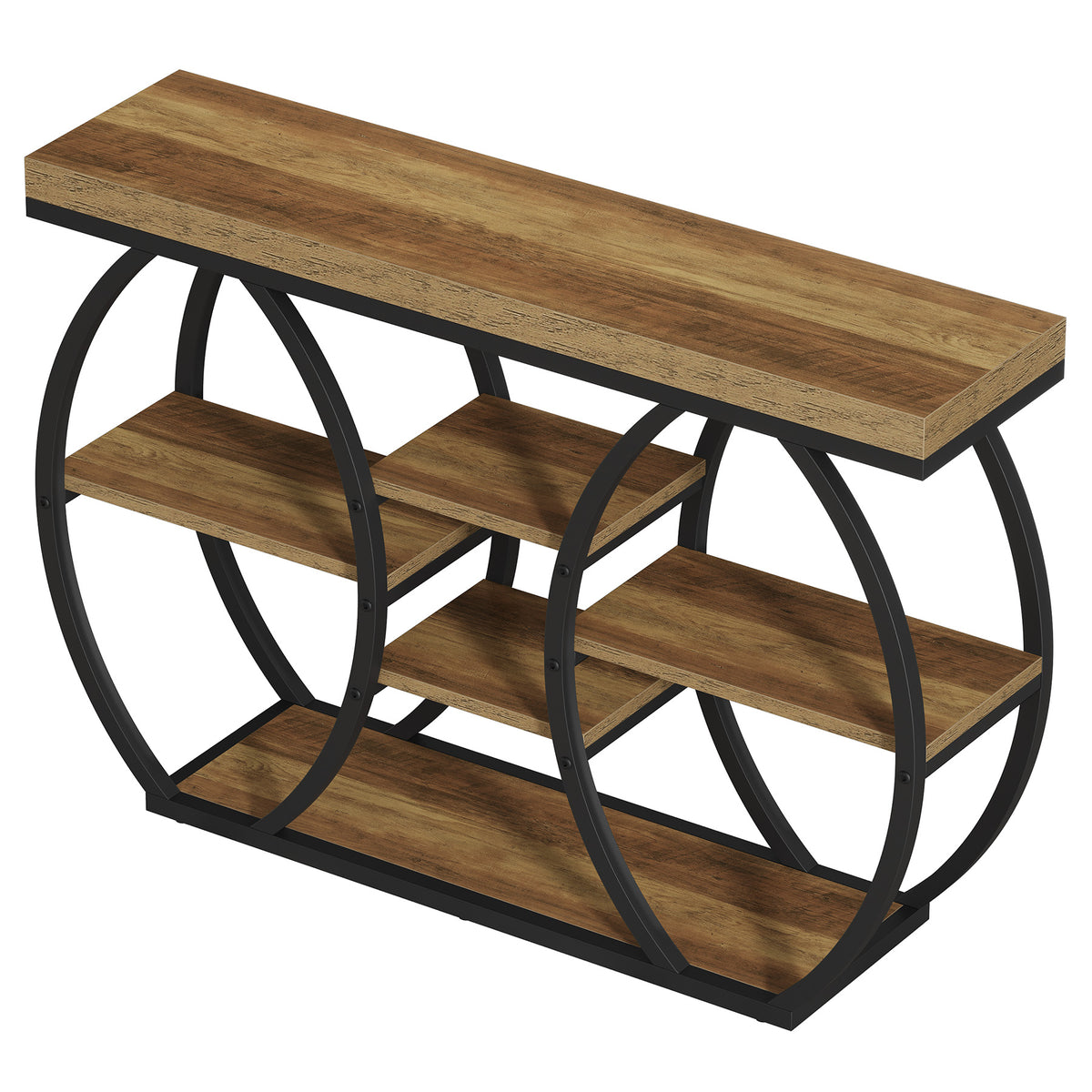 120cm Console Table, 4-Tier Narrow Sofa Table with Curved Metal Frame for Entryway