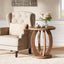 60cm Round End Table, Rustic Side Table with Storage for Living Room