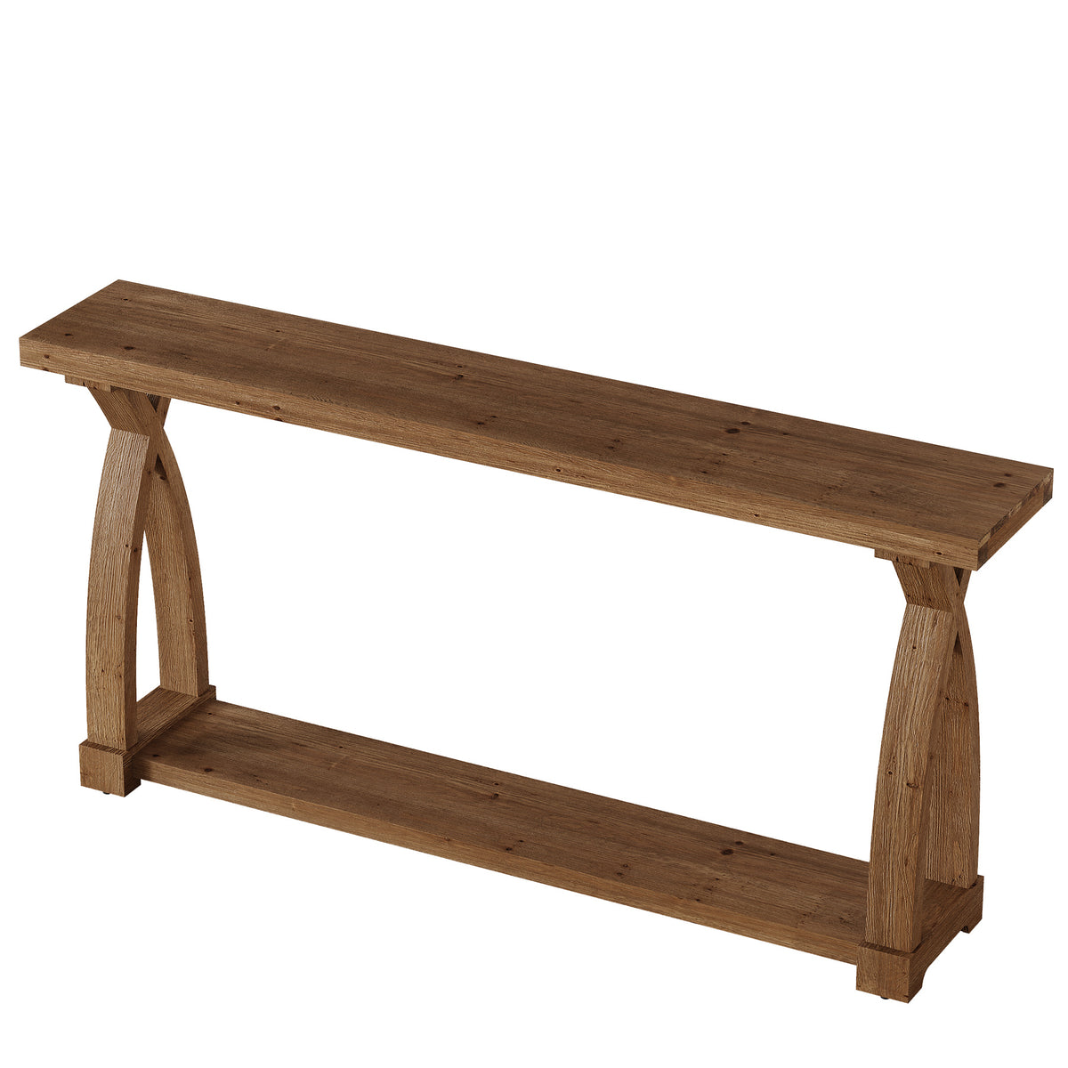 160cm Console Table, Narrow Solid Wood 2-Tier for Hallway Living Room