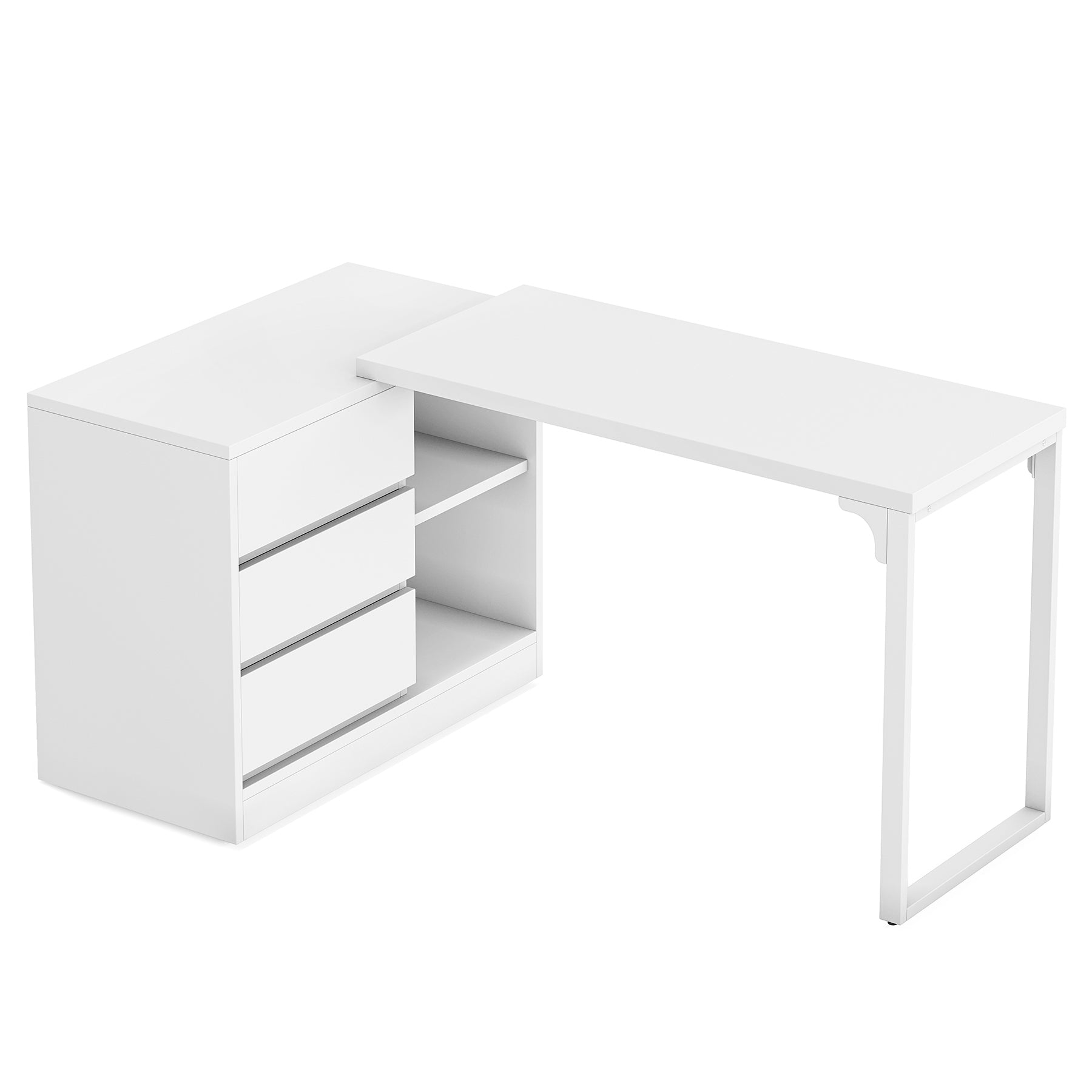 L-Shaped Computer Desk, Reversible Corner Desk With Drawer Cabinet