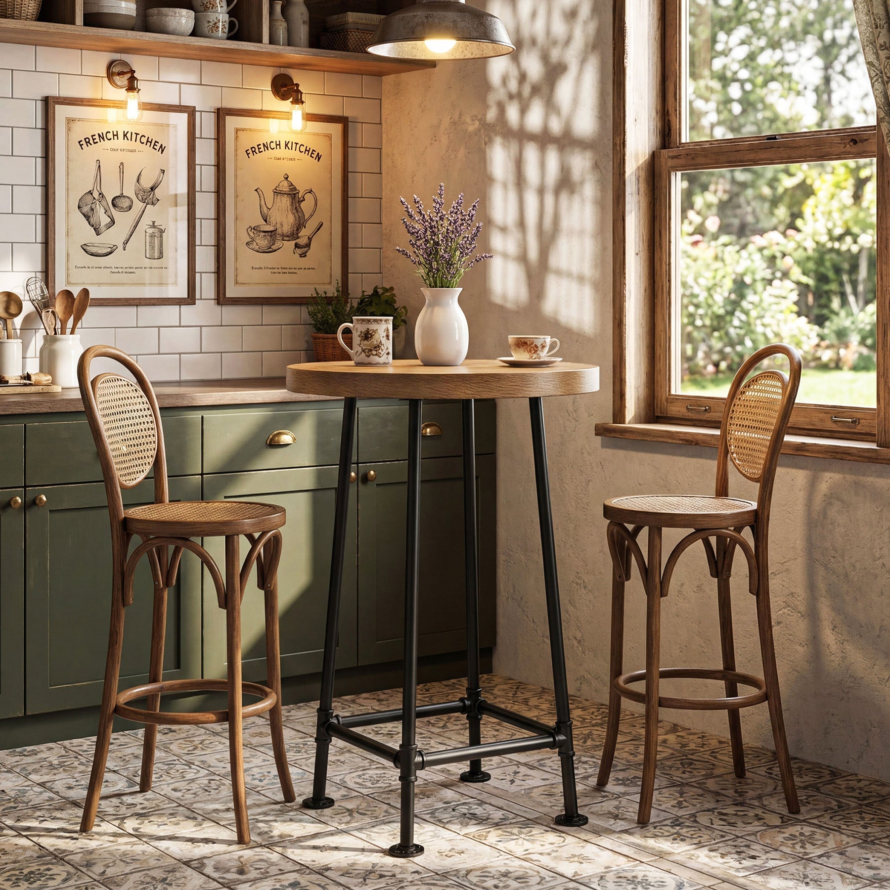 37.4" Round Bar Table, High Top Pub Table for Small Spaces