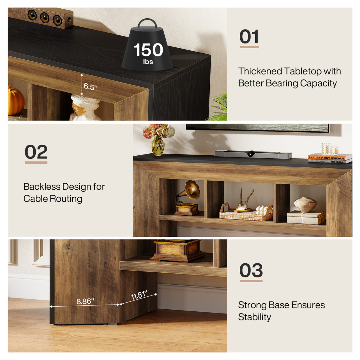 160cm TV Stand, Industrial Entertainment Centre with Storage for TVs up to 70"