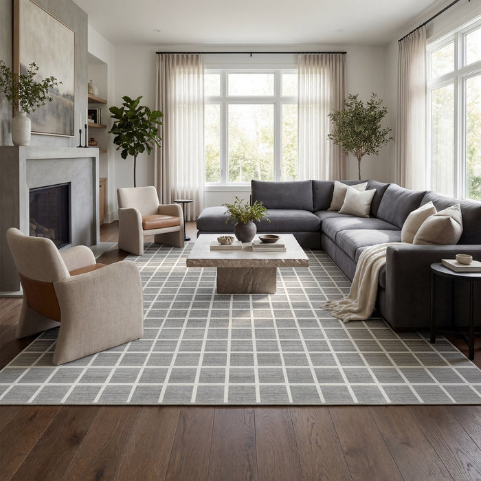 Tribesigns Modern Checked Rug, Washable Checkered Rug, Soft and Non-Slip for the Living Room, OEKO-TEX Certified