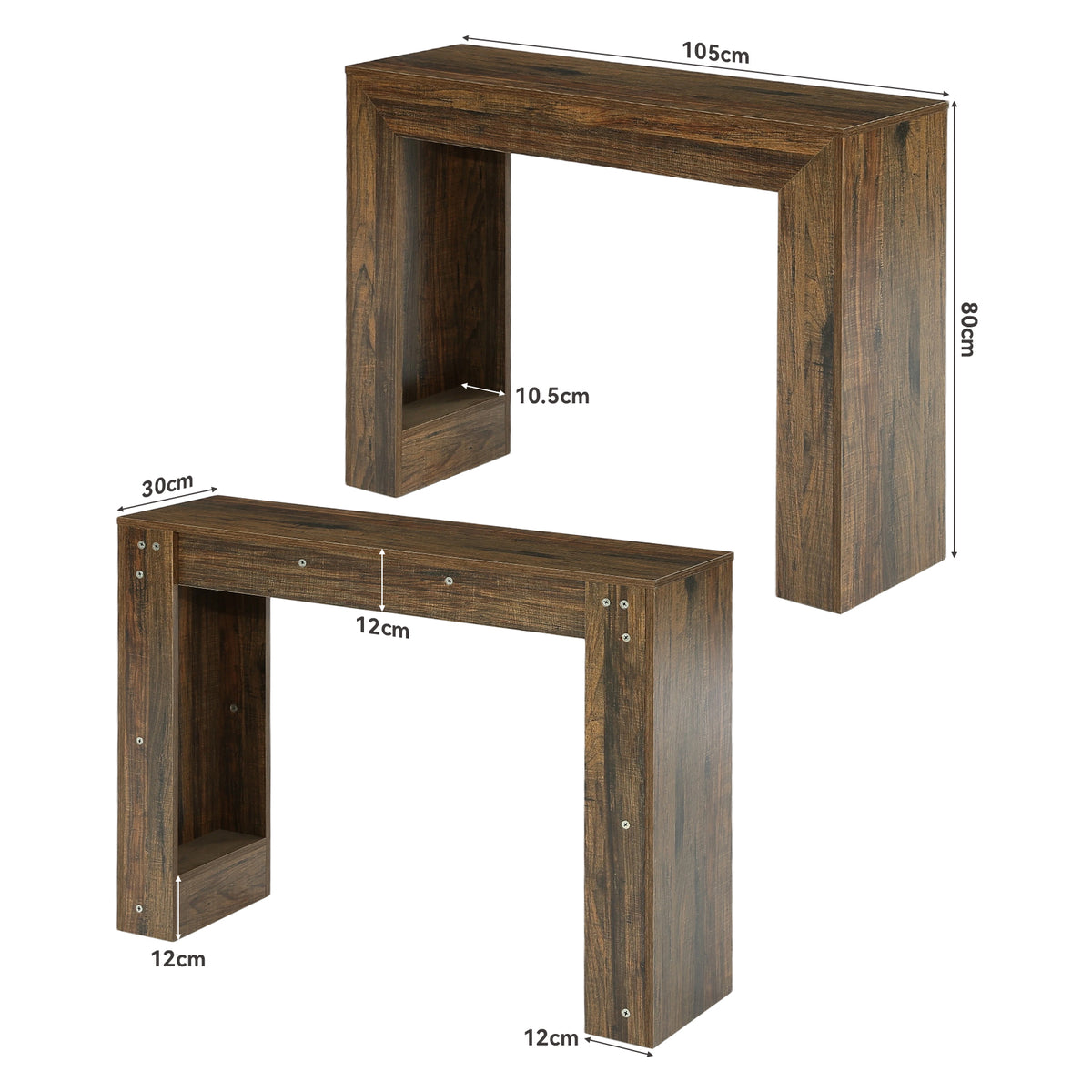 105cm Console Table, Wood-Look Entryway Table with Double Pedestal Base