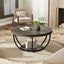 31.69" Round Wooden Coffee Table, 2-Tier Central Cocktail Table with Shelves