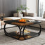 39" Square Coffee Table , Modern Central Cocktail Table with 2-Tier Storage for Living Room