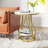 End Table, Round 2-Tier Sofa Side Table with Metal Frame Tribesigns 3