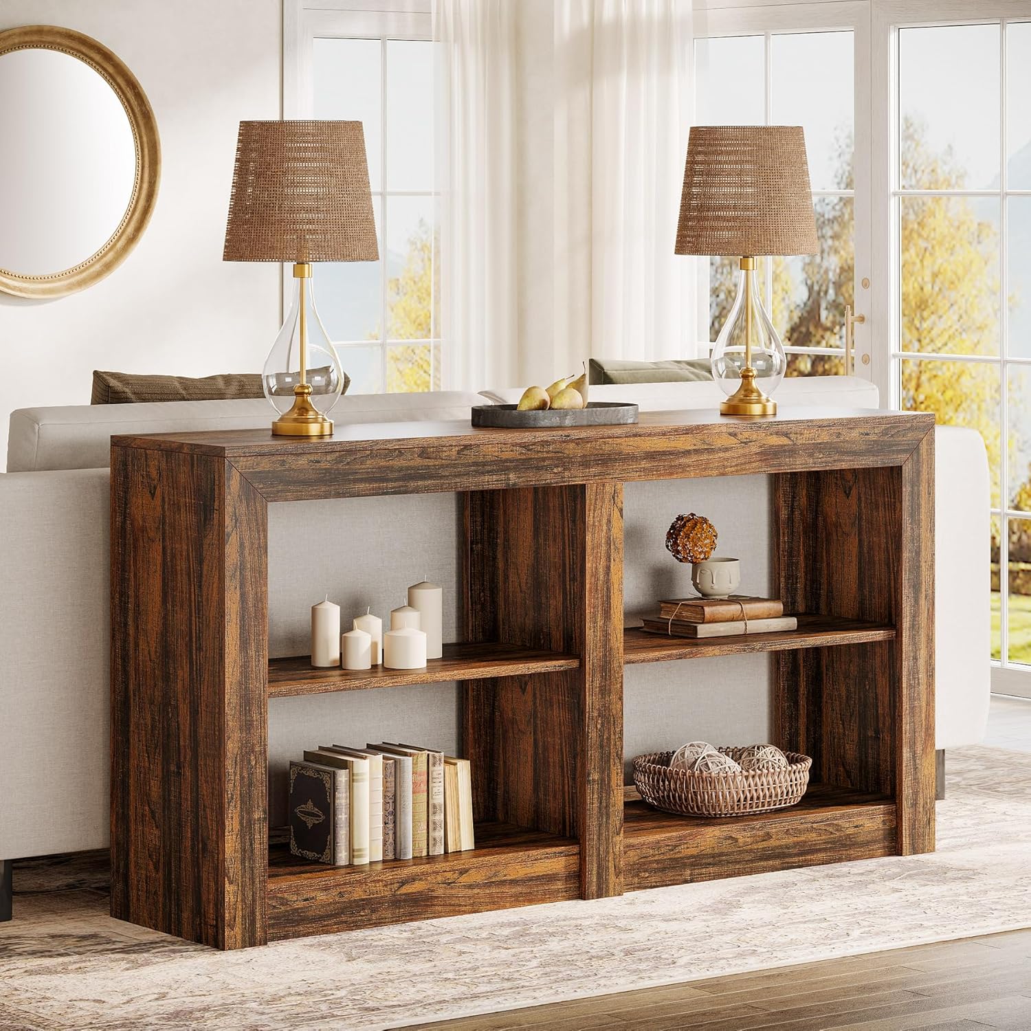 59.06" Farmhouse Console Table, Wooden Entryway Sofa Table for Living Room